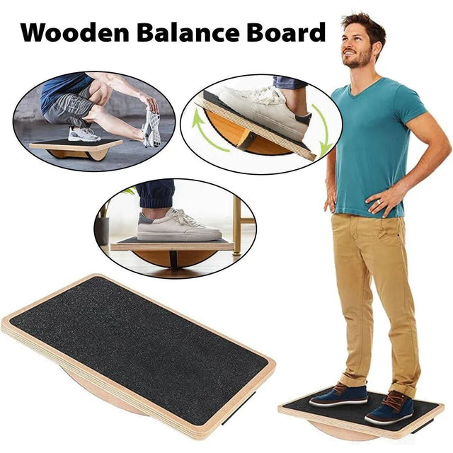 Balance Board Wooden Fitness Wobble Yoga Board Pilate Fitness Train