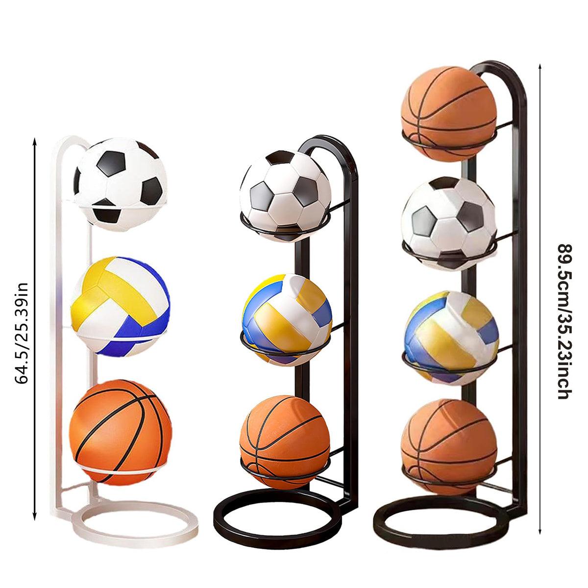 3/4Tier Basketball Stand Ball Organizer Storage Rack Basketball Equipment Holder - Black-4 Layers