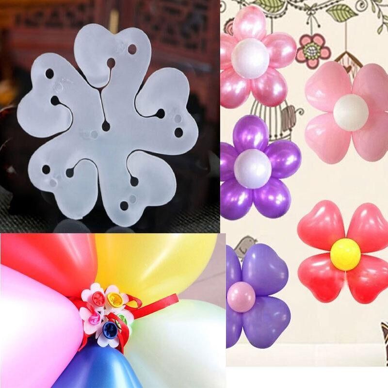 Balloon Clips H V Clip Tie Filled Helium Air Balloons Wedding Party Decoration - 10X Flower shaped