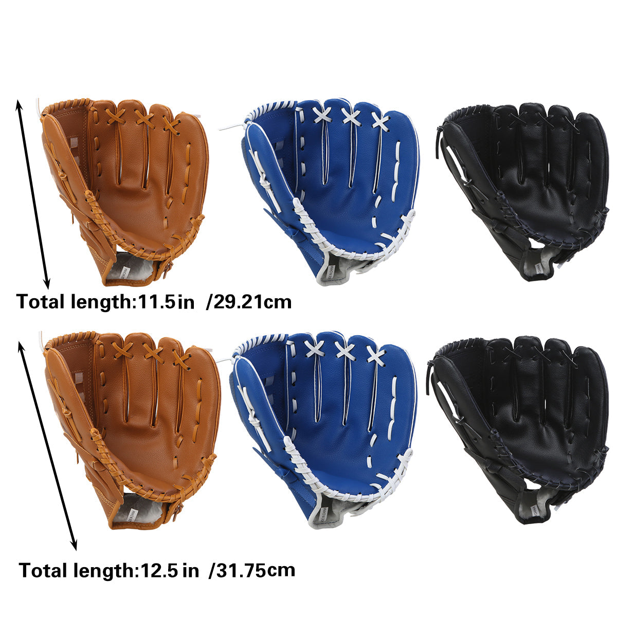 Baseball Glove Thickened Softball Glove Pitcher Mitt Sports Training Outdoor - Brown - 12.5in
