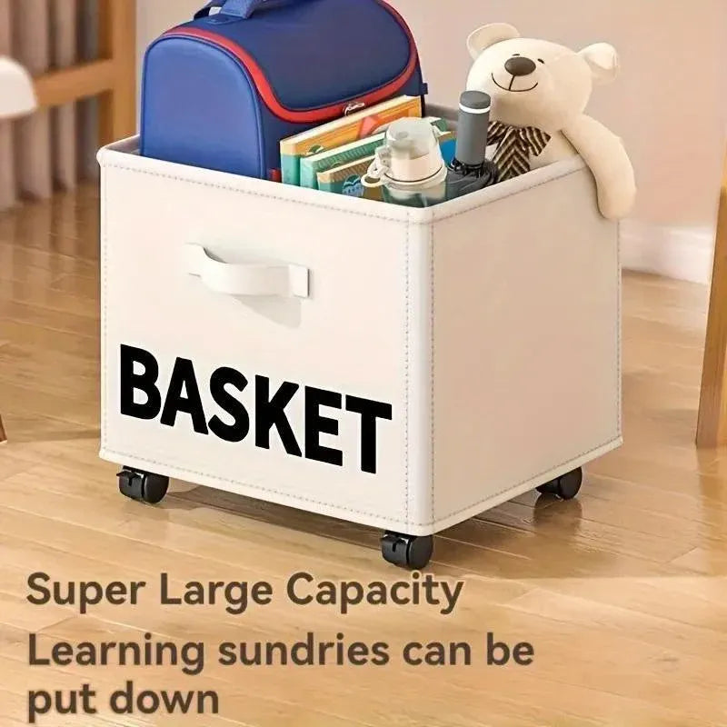Rolling Storage Basket with Wheels for Under Desk or Shelf Organisation - Grey