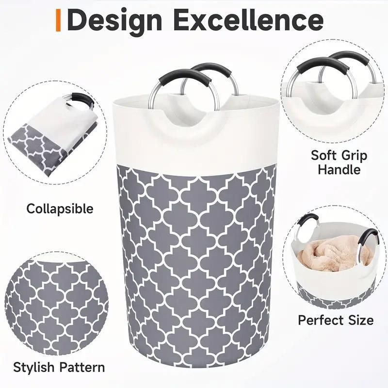 82L Large Capacity Laundry Basket for Dirty Clothes Toy Storage and Organizing - Grey