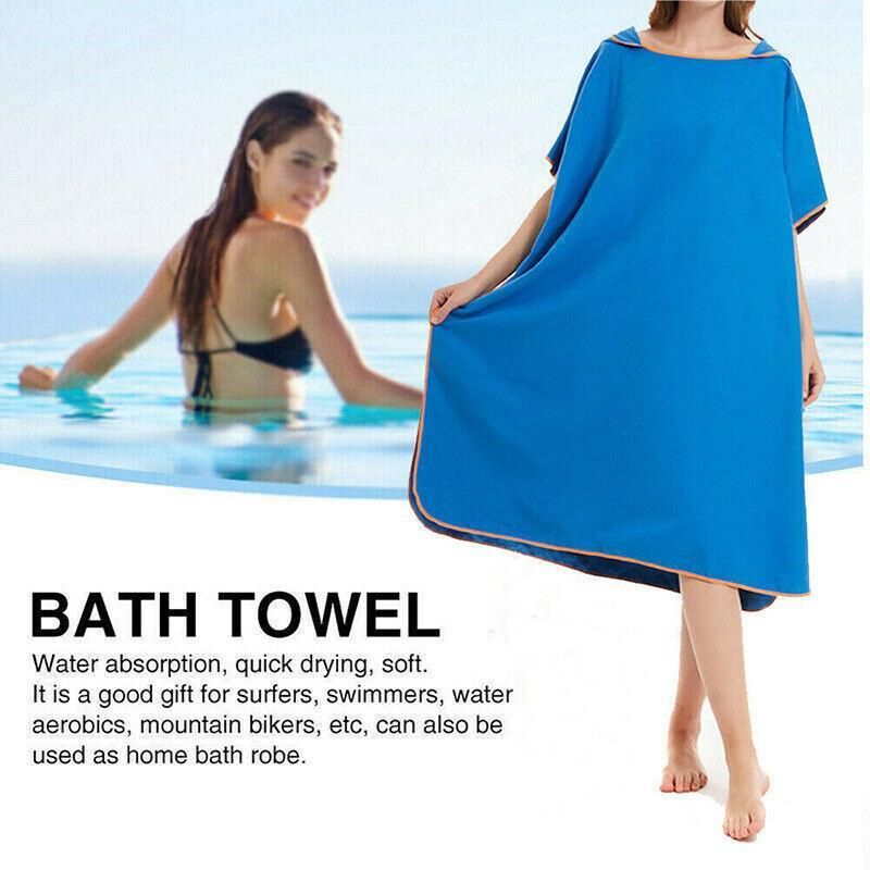 Adult Changing Robe Towel Bath Hooded Quick Dry Beach Towel Poncho Bathrobe Au