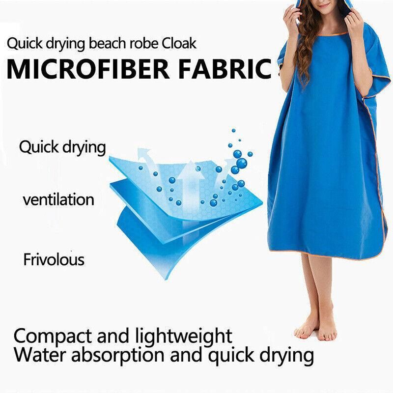 Adult Changing Robe Towel Bath Hooded Quick Dry Beach Towel Poncho Bathrobe Au