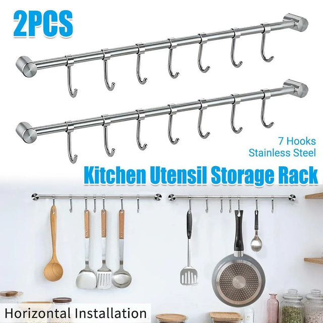 2PCS 304 Stainless Steel Bathroom Towel Hook Wall Mounted Clothes Kitchen Hanger