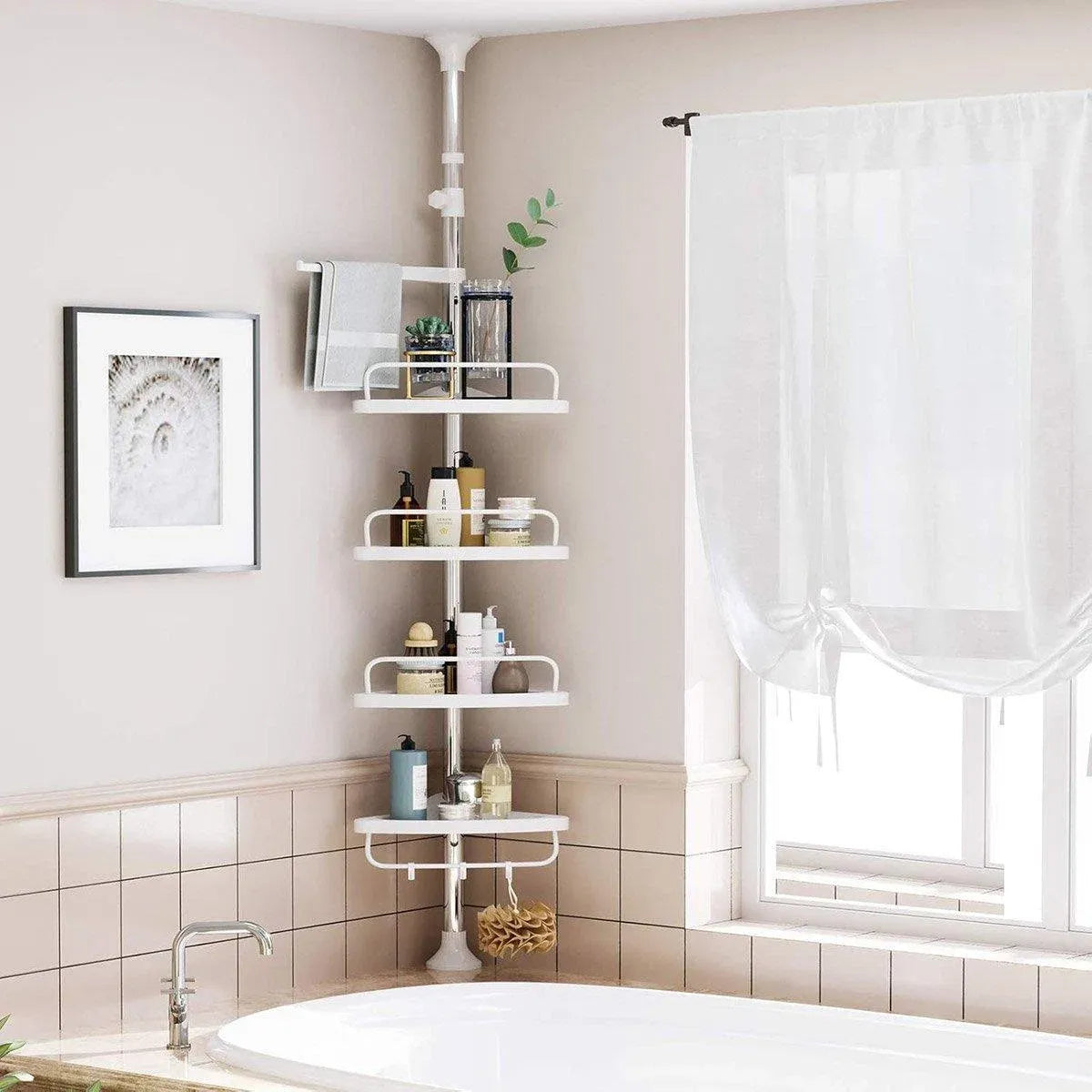 Retractable Tripod Bathroom Storage Shelf Perforation Free Floor Organizer Shelf