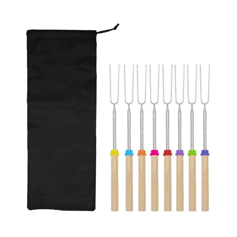 Marshmallow Roasting Sticks Extendable BBQ Forks for Campfire Barbecue Fun 8PCS