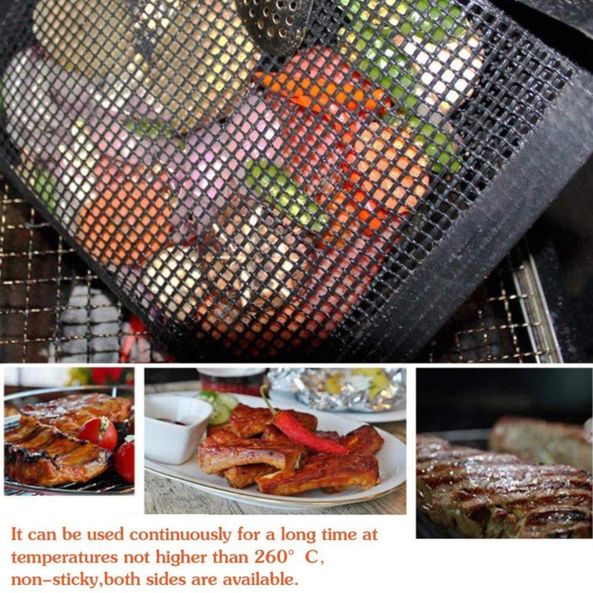 24x14CM BBQ Grilling Mesh Reusable Bag Outdoor Camping Barbecue Grill Mats Cooking Pads - Copper