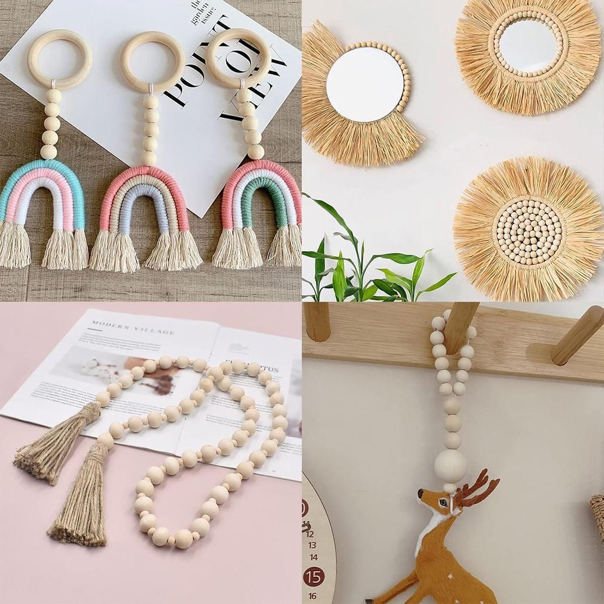 414pcs DIY Beading Kit Round Wooden Beads Set Craft Jewelry Supplies Home Decor