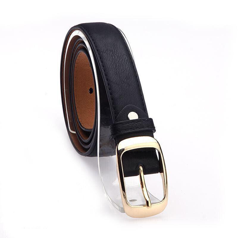 Ladies Leather Belt Classic Buckle Fashion Waist Strap for Jeans Dresses Casual - Coffee
