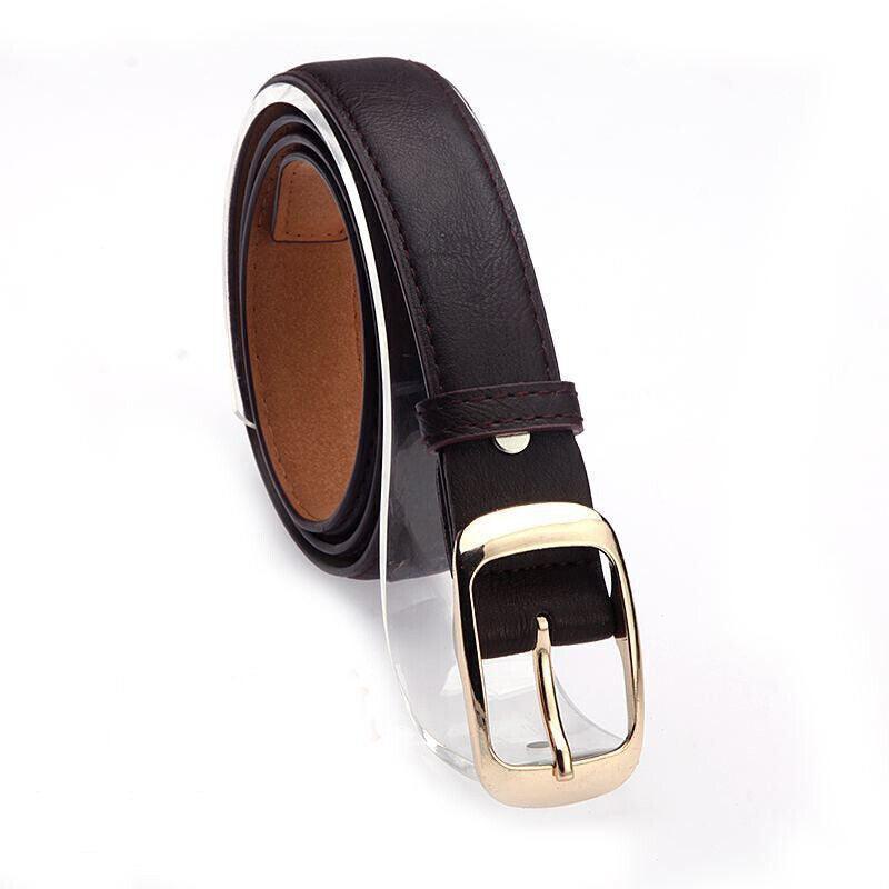 Ladies Leather Belt Classic Buckle Fashion Waist Strap for Jeans Dresses Casual - White