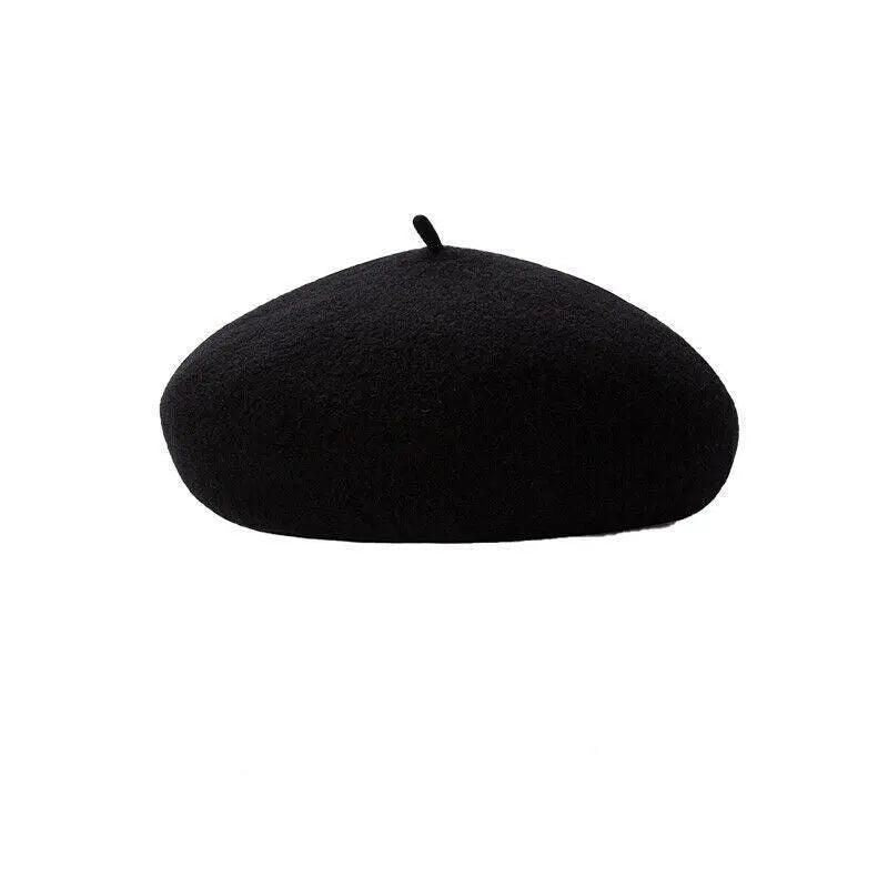 Women Ladies Beanie Wool French Beret Newsboy Hat Cap Winter Warm Hats Girls - Black