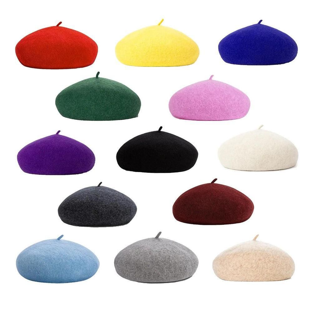 Women Ladies Beanie Wool French Beret Newsboy Hat Cap Winter Warm Hats Girls - Black