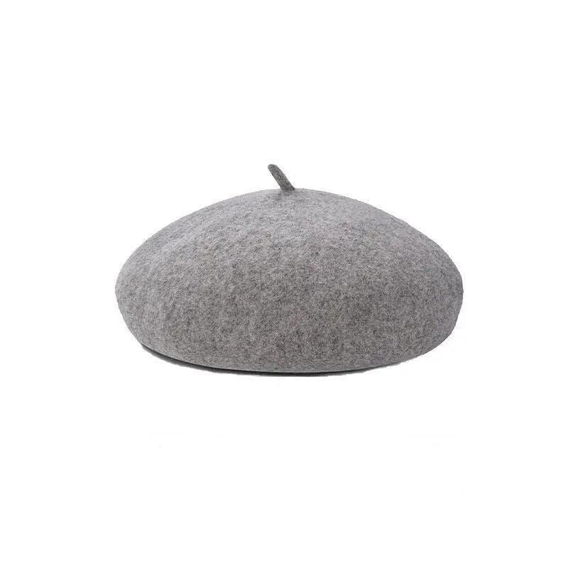 Women Ladies Beanie Wool French Beret Newsboy Hat Cap Winter Warm Hats Girls - Light Grey