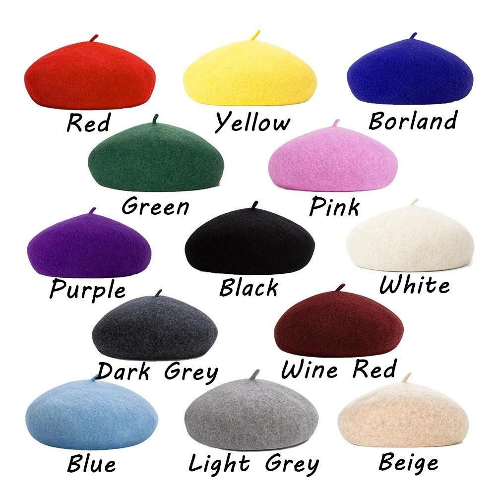 Women Ladies Beanie Wool French Beret Newsboy Hat Cap Winter Warm Hats Girls - Red