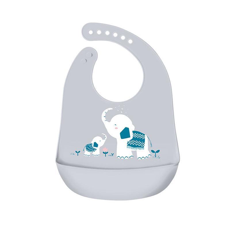 Silicone Waterproof Feeding Bib Apron with Pouch Easy to Clean Smock for Mealtime Use - Purple Swan
