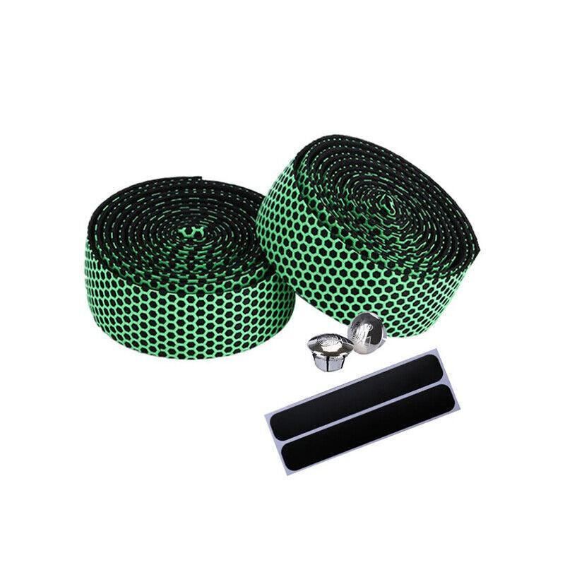2X Thick Bicycle Handlebar Tape Bar Drop Wrap Mtb Road Bike Anti-Slip Punch - Green