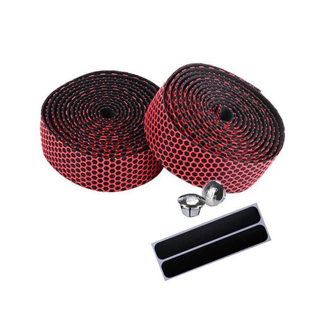 2X Thick Bicycle Handlebar Tape Bar Drop Wrap Mtb Road Bike Anti-Slip Punch - Red