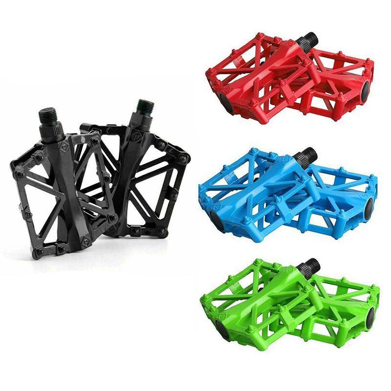 Bike Pedals Alloy Mountain Road MTB Colored Bicycle Nonslip Cycling Pedals 9/16" - Blue