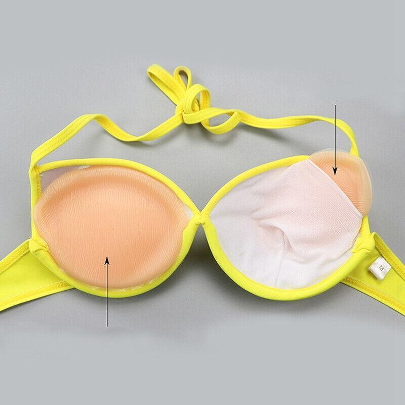 Triangle Push-Up Silicone Bra Inserts Breasts Pad Bikini Bra Cleavage Enhancers - Beige-Small