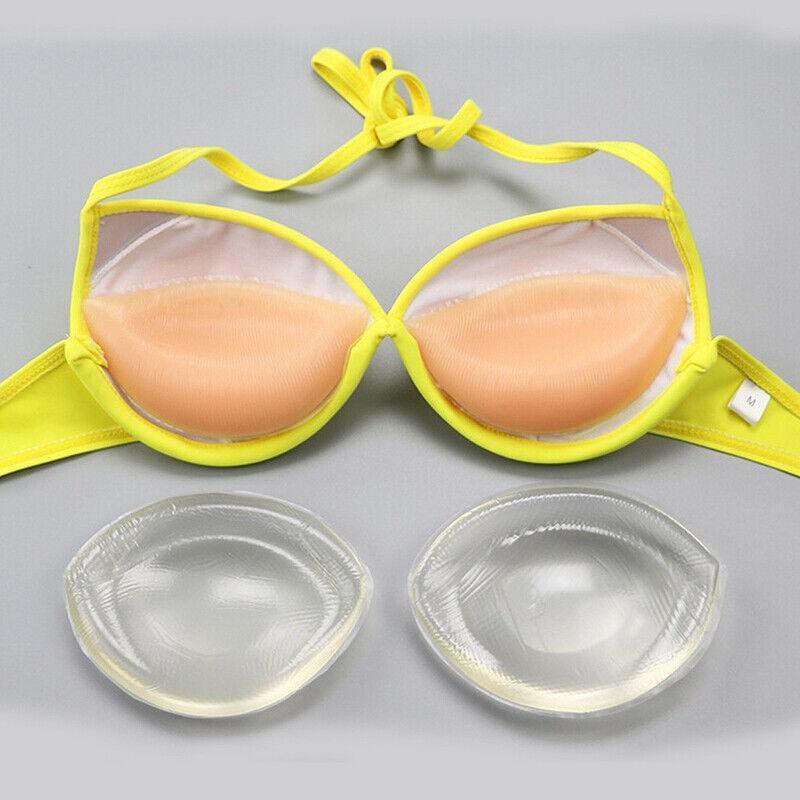 Triangle Push-Up Silicone Bra Inserts Breasts Pad Bikini Bra Cleavage Enhancers - Beige-Small