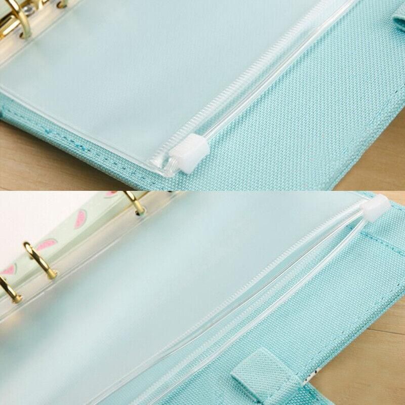 12X A5/A6/A7 Binder Pocket Zipper 6 Holes Pvc Document Filling Bags Clear Kit - A7(13*9CM)