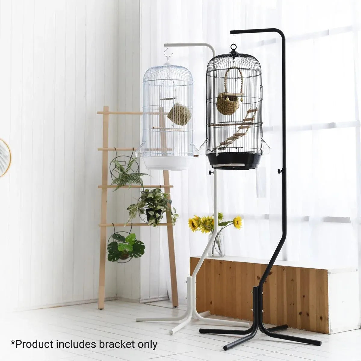 Nordic Style Adjustable Birdcage Telescopic Hanging Metal Frame Stable Base - White