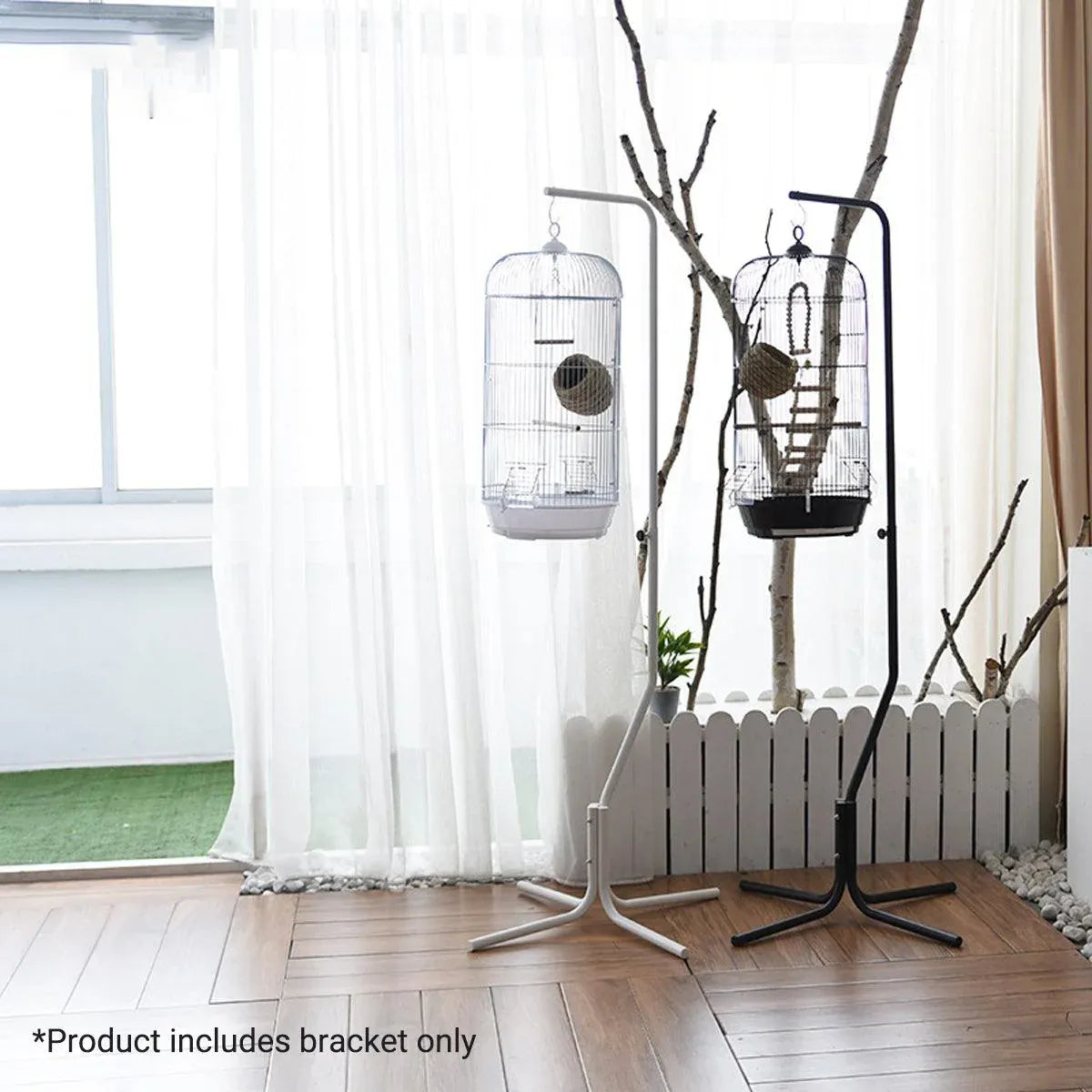 Nordic Style Adjustable Birdcage Telescopic Hanging Metal Frame Stable Base - White