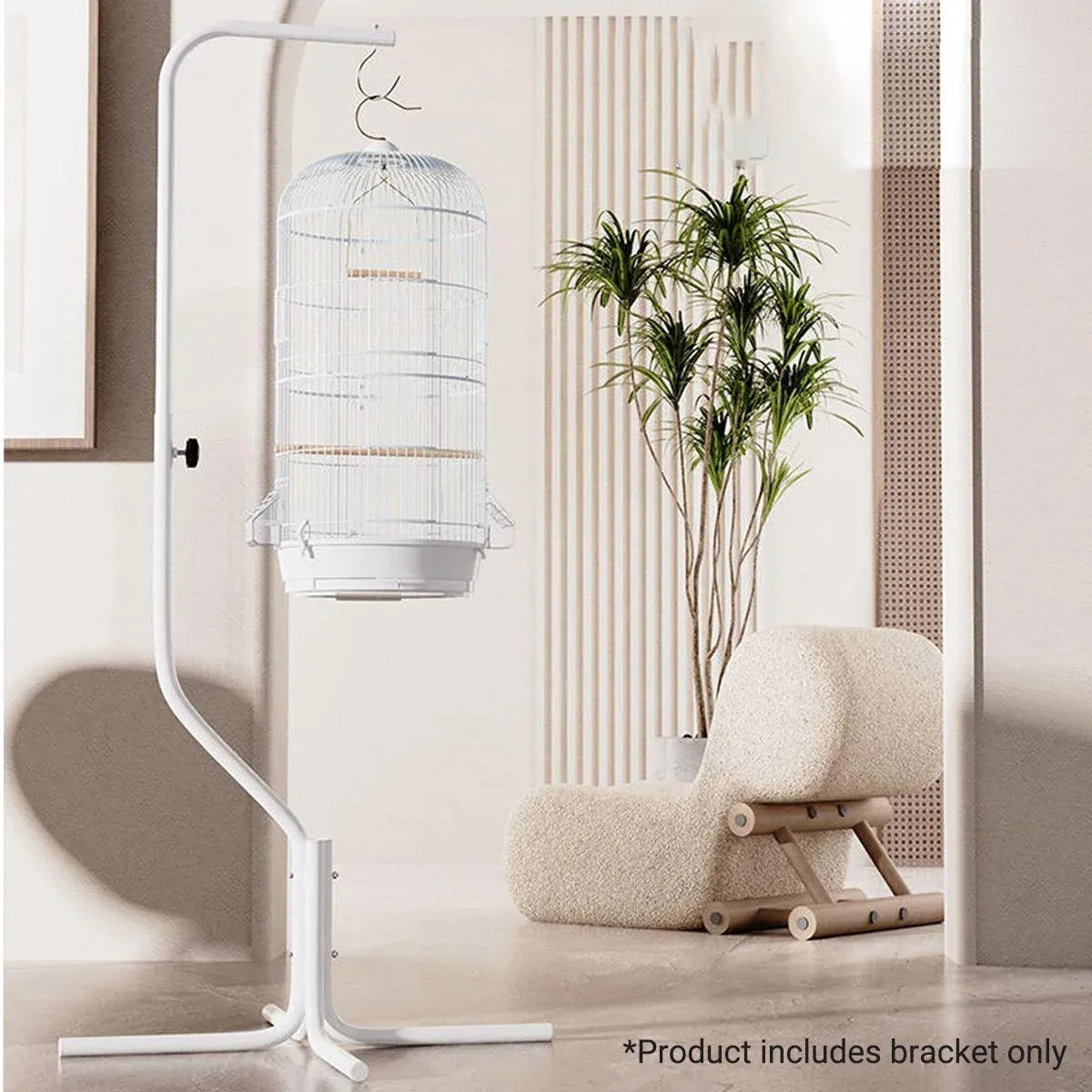 Nordic Style Adjustable Birdcage Telescopic Hanging Metal Frame Stable Base - White