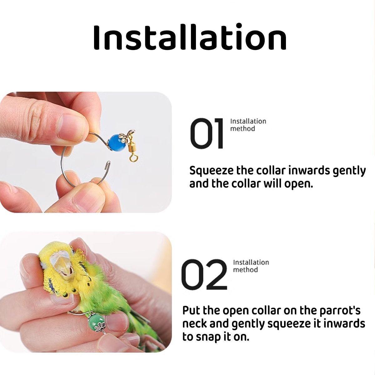 Parrot Neck Collar Stainless Steel Bird Chain Training Adjustable Bird Leash - L-Diameter 2.2cm