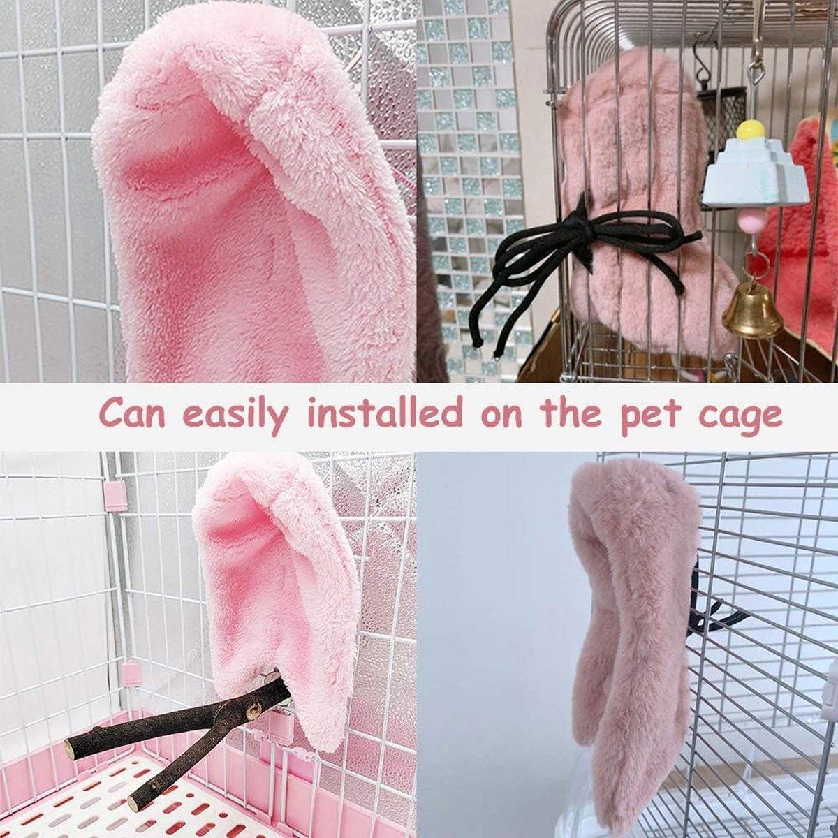 Cozy Bird Blanket Shawl Parrot Snuggle Cabin Plush Hanging Cotton Nest Bedding - Pink-S Size