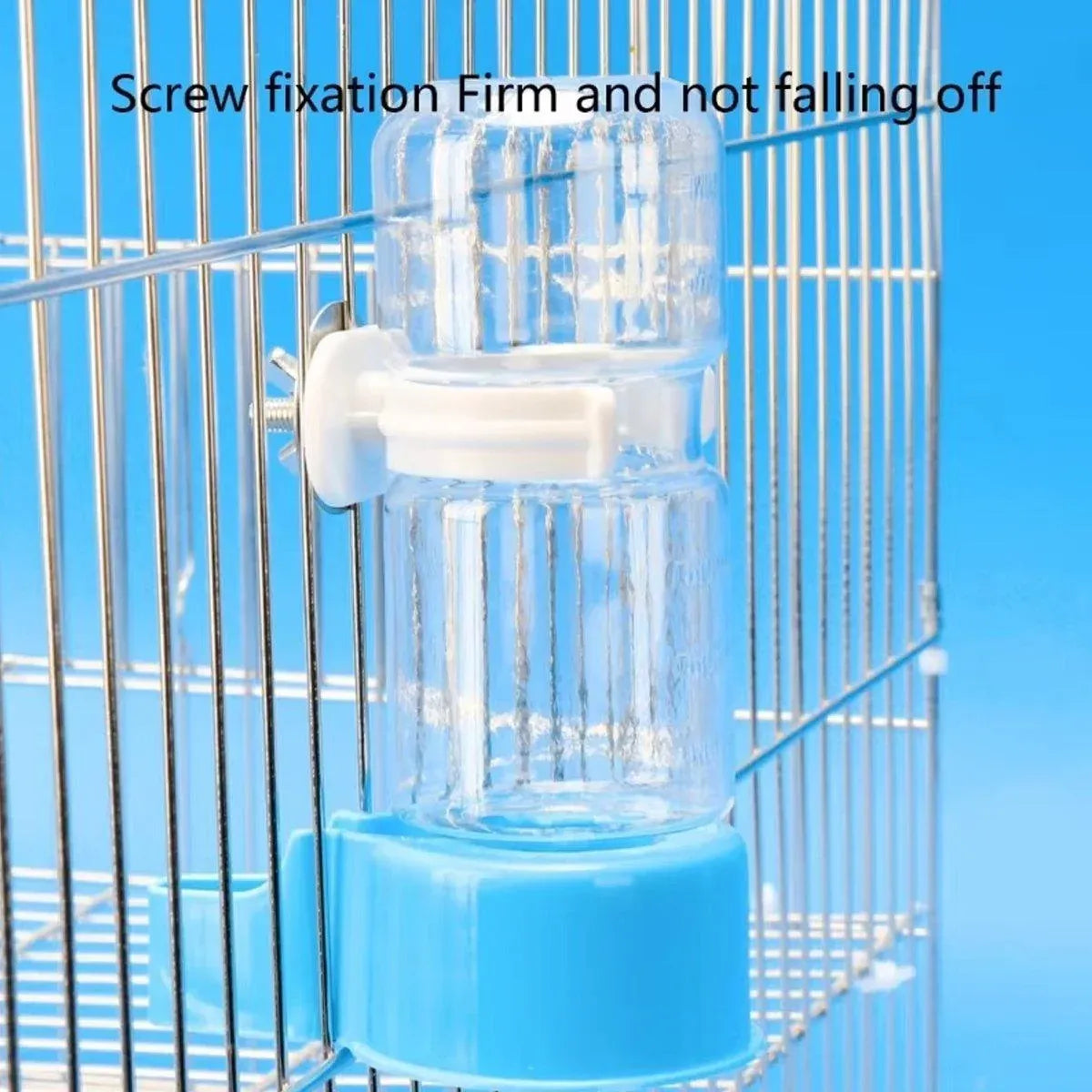 Pet Bird Waterer Automatic Water Feeder Adapter Parrots Cage Drinker Parrots - Blue