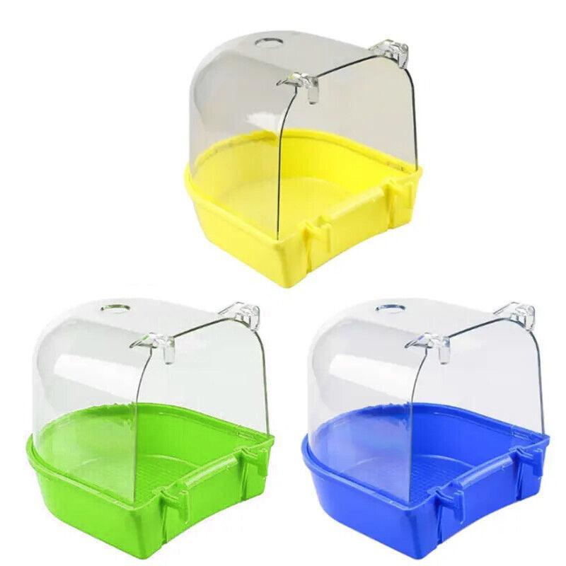 Bird Water Bath Tub For Pet Cage Hanging Bowl Parrot Birdbath Pet Cleaning - Yellow