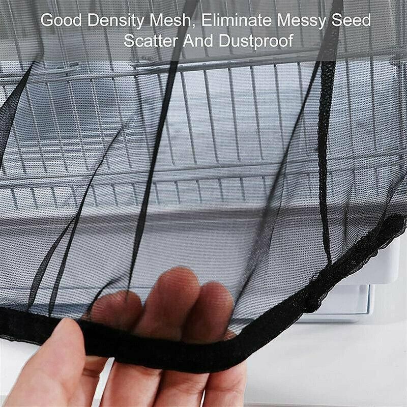 S Size Shell Skirt Mesh Cover Pet Bird Cage Guard Nylon Net Seed Catcher - White