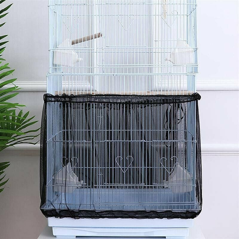 S Size Shell Skirt Mesh Cover Pet Bird Cage Guard Nylon Net Seed Catcher - White