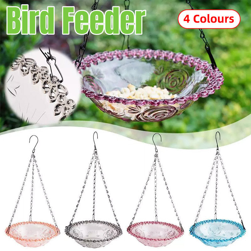 Balcony Bird Feeder Hanging Rail Mount Outdoor Suspended Feeding Station Garden - Purple