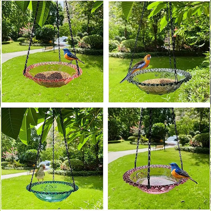Balcony Bird Feeder Hanging Rail Mount Outdoor Suspended Feeding Station Garden - Purple