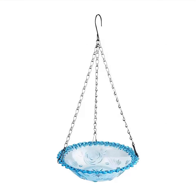 Balcony Bird Feeder Hanging Rail Mount Outdoor Suspended Feeding Station Garden - Purple
