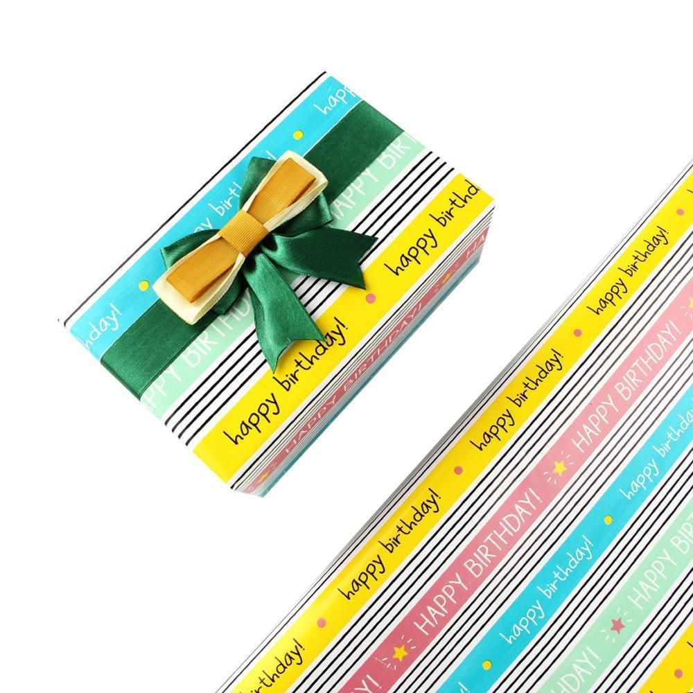 20pcs Cute Animal Cartoon Gift Wrapping Paper for Toys Bookskin and Crafts - Striped Birthday-20PCS