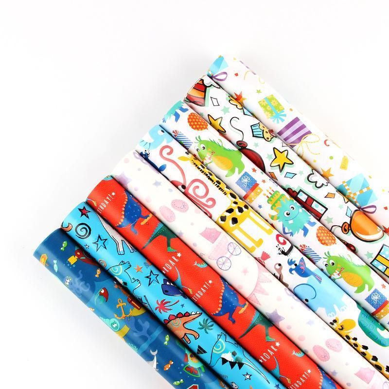 20pcs Cute Animal Cartoon Gift Wrapping Paper for Toys Bookskin and Crafts - Striped Birthday-20PCS