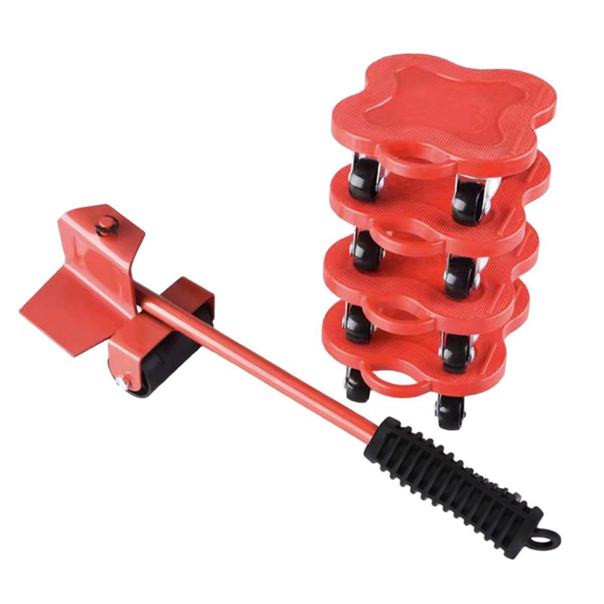 Heavy Duty Moving Tool Set Easy Move Five Piece Furniture Lifter Kit for Home - Black