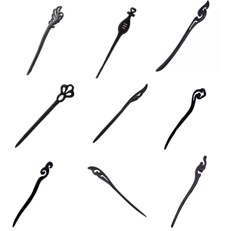 Retro Wooden Carved Hair Sticks Women Hairpin Barrette Chopsticks Accessories - A