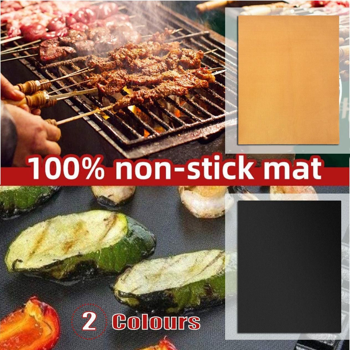 Reusable Bbq Grill Mat Bake Sheet Resistant Teflon Meat Barbecue Non-Stick Party