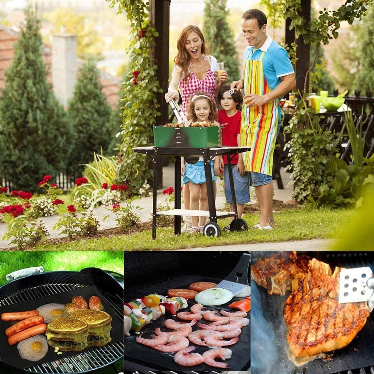 Reusable Bbq Grill Mat Bake Sheet Resistant Teflon Meat Barbecue Non-Stick Party