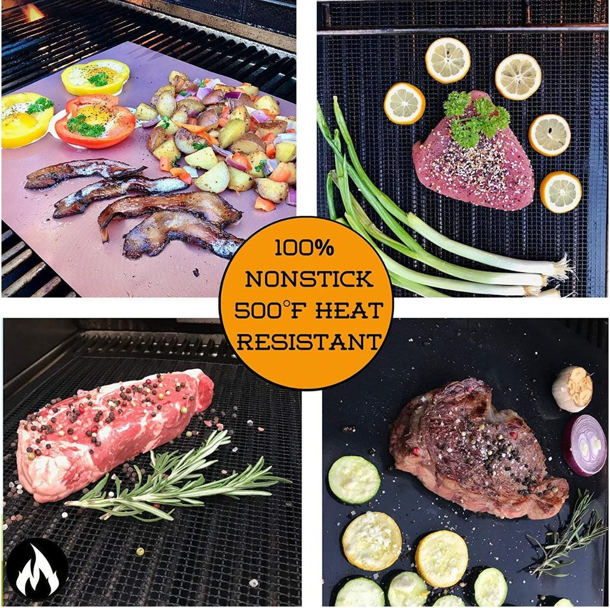 Reusable Bbq Grill Mat Bake Sheet Resistant Teflon Meat Barbecue Non-Stick Party