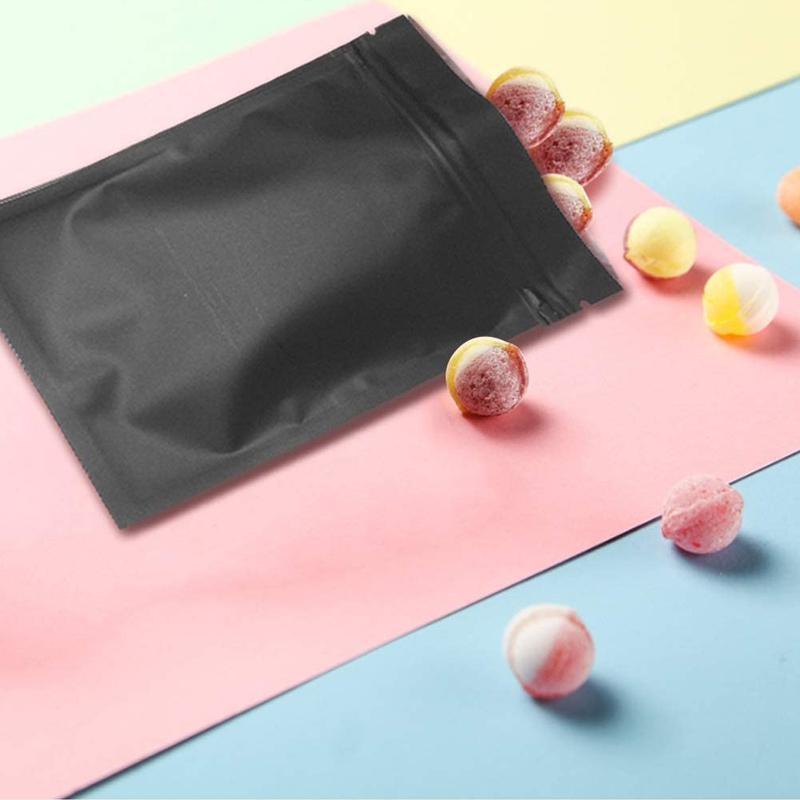100PCS Black Aluminum Bag Mylar Foil Pouch Heat Sealer Food Storage Package Bags - 10x15cm