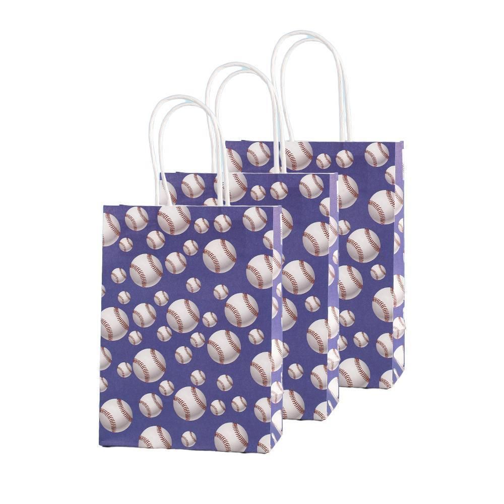 30PCS Fashion Ball Kraft Paper Gift Bag Festivals gift tote bag Party Favor Bag - Blue-Tennis-Ball-30pcs