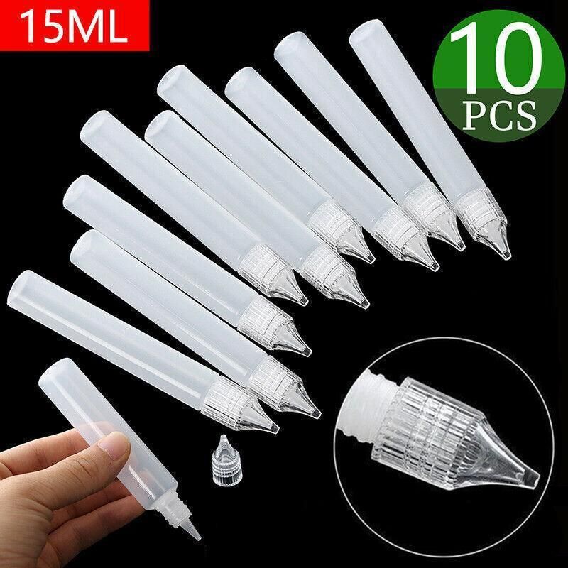 10X Squeezable Empty Plastic Needle Tip Oil Liquid Dropper Bottle Eye Drop 15Ml