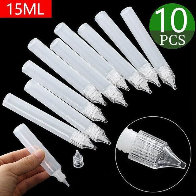 10X Squeezable Empty Plastic Needle Tip Oil Liquid Dropper Bottle Eye Drop 15Ml