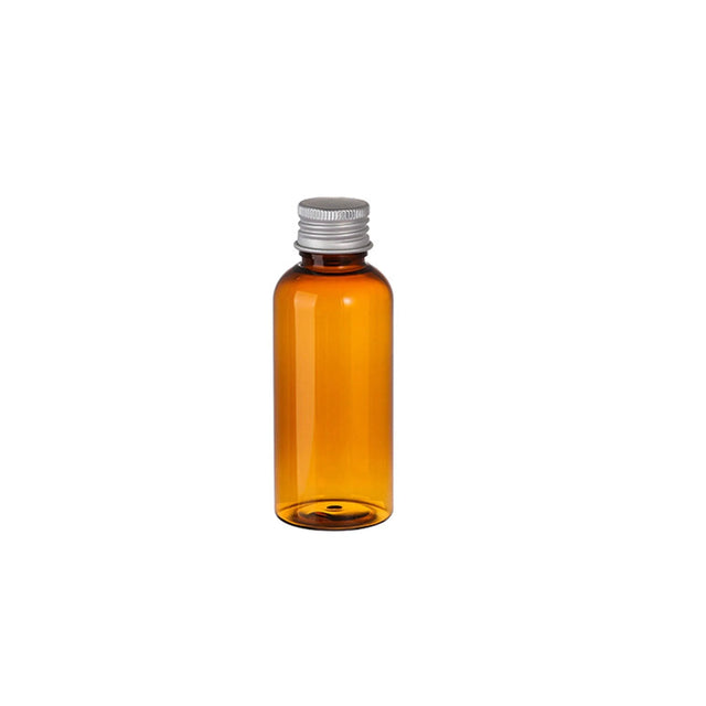 20pcs Brown Transparent Cosmetic Bottles with Aluminum Lids for Packaging - Brown-100ml